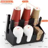 Soporte para Vasos Tienda de Té con Leche Café Suministros Comerciales para Bar Caja de Almacenamiento para Servilletas y Popotes Soporte Desechable para Vasos Dispensador de Vasos