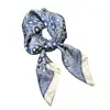 Pañuelo Cuadrado Pequeño de Cashew Azul Marino Estampado Primavera y Verano Pañuelo Pequeño de Moda Decorativo Protector Solar Versátil Elegante Pañuelo de Seda