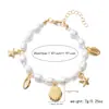 Colar Europeu e Americano Transfronteiriço Estilo Boêmio Estrela do Mar Concha Búzio Pérola Conjunto de Pulseira e Tornozeleira Estilo Praia Pérola Artificial