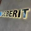Letras Acrílicas de Cristal com Iluminação Traseira, Letreiros Iluminados de Aço Inoxidável para Lojas, Sinalização, Placas de Porta e Painéis Publicitários