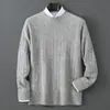Suéter 100% Lana Pura Australiana Pequeño Cuello Redondo Tejido de Trenzas Hombre Adolescentes Color Sólido Tejido Simple Top Cálido