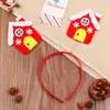 Gorro Rojo de Santa Claus Navideño Sombrero de Fieltro Diadema Kit de Materiales Hecho a Mano para Niños Decoraciones de Jardín de Infancia DIY