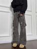 Jeans de Herramientas con Bolsillos Múltiples Estilo Retro Americano Vibe Estilo Sentido del Diseño para Hombre High Street Pantalones Rectos Sueltos