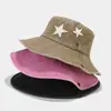 Chapéu de Sol Estilo Cowboy Ocidental Estrela de Cinco Pontas Lavado Vintage para Montanhismo Primavera e Verão Retrô Acampamento ao Ar Livre Férias Chapéu Balde