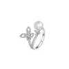 Anillo de Mariposa Fantasma Chapado en Oro de Alta Gama para Mujer, Completamente Incrustado con Diamantes, Diseño Abierto, Lujo Ligero, Hueco, Sensación de Alta Gama, Elegante Cadena para Clavícula