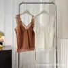 Novedad de Primavera Más Vendida Estilo Retro Tirantes de Encaje para Mujer con un Toque de Lujo, Color Sólido Hielo Seda Cómodos Pantalones Largos Tirantes para Mujer