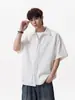 Camisas de Manga Corta de Diseño Estilo Americano para Hombres y Mujeres, Camisas Casuales de Verano Cleanfit, Cárdigans, Camisas Sueltas para Parejas con Mangas Tres Cuartos