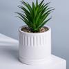 Porta-canetas de planta e flor com simulação de logotipo personalizado cinza preto cilíndrico simples para sala de estar escritório mesa ornamentos de flores artificiais