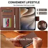 Aplicable a iPhone Duo Foldable Flip Phone Funda de Cuero Hebilla Tarjetero Soporte Estilo Simple de Negocios Carcasa Protectora