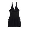 2025 Outono Novo Europeu e Americano Transfronteiriço Feminino Elegante Gola Halter Mini Vestido Conjunto W025 11725