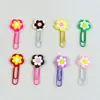 Lindo Flor PVC Caucho Suave Clip de Papel Creativo Dibujos Animados Marcador Broche Estudiante Oficina Papelería Decoración Colorida