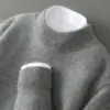 Suéter Masculino 100% Lã Pura Popular Espessado Gola Alta Meia Manga Pulôver Solto Tricotado Caxemira Manga Longa Suéter Básico para Homens