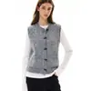 Chaleco tejido retro de cuello redondo gris estilo francés con botones de cuerno, un cárdigan sin mangas para mujer, perfecto para usar en capas en otoño e invierno, encarnando la estética "old money"