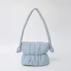 Bolso de Plumas de Moda Transfronterizo Bolso Cubo Hinchado de Nicho Bolso Casual de Algodón de Nylon para Mujer Bolso de Hombro a la Moda