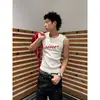 Colete Estrela Masculino Retro Americano de Verão Personalidade Rua Hipster Legal Slim Fit Design Curto Sem Mangas Camiseta