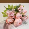 Flor Artificial de Peonía Hilada con Núcleo de 13 Cabezas Estilo Europeo Transfronterizo Flor Artificial de Boda Decoración de Mesa para Sala de Estar Hogar Ramo Artificial