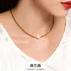 Cadena Gruesa de Acero Inoxidable Collar Sencillo de Perla Única Moda Europea y Americana Lujo Accesible Elegante Chapado en Oro de 18K Joyería Versátil