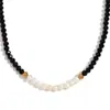 Moda Europea y Americana Elegante Colgante Acero Inoxidable Diez Perlas de Agua Dulce Cristal con Facetas Oscuras Collar Hecho a Mano con Cuentas para Mujeres