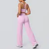Conjunto de Sujetador Deportivo Sexy con Espalda Cruzada, Ropa de Yoga de Pierna Recta y Pierna Ancha de Cintura Alta, Ropa Exterior de Secado Rápido para Correr y Fitness