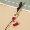 Chaveiro de Carro Pingente Flor de Ameixeira Madeira de Pêssego Cordão Semi-Acabado Tecido à Mão Fivela Viva Acessórios Argola Aberta Pregos de Chifre