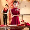 Vestido de Brinde Qipao Estilo Chinês para Noiva 2026 Novo Modelo Vestido Longo Vestido de Noite Vinho Elegante Emagrecedor Banquete Vestido Nobre
