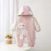 Macacão com Capuz de Manga Longa para Meninas de Outono, Jaqueta Outdoor para Bebê Menina Estilo Primavera e Outono, Macacão de Engatinhar Super Fofo com Desenho da Lua Cheia