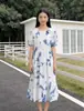 Vestido Longo Tie-Dye Artesanal Original Blue Root de Planta Pura para Mulheres, Saia Longa de Verão para Mulheres, Saia de Alta Qualidade