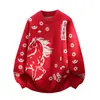 Nuevo Suéter Rojo para Hombre, Invierno 2026 Año del Caballo, Tejido Festivo de Año Nuevo, Capa Base Interior