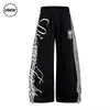 Design original americano, calça de moletom casual solta de street dance da moda com grafite de espinhos e estampas grandes frente e verso, calça de dança casual hip-hop