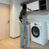Jeans Reta para Comércio Transfronteiriço para Mulheres Nova Coleção Primavera/Verão 2025 Calça Larga Estreita Comprimento Total Petite Emagrecimento Cintura Alta