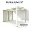 Gazebo de alumínio externo com cortinas, toldo para pátio, gazebo de lazer à prova de chuva e sol para terraço de jardim, pavilhão personalizado