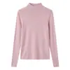 Suéter de lana sin costuras Island Fine de punto para mujer, 18 gauge, hilado fino, lana 100% 60s, lavable a máquina, cuello semialto, prenda interior