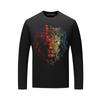 Camiseta de manga larga para hombre, camiseta de moda de otoño, nueva camiseta, ropa superior para hombre, elástica, de talla grande, con cabeza de león y diamantes de imitación