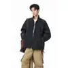 Chaqueta de Cuero PU Tie-Dye Retro Americana para Hombre Otoño Tendencia Marca Holgada Estilo Callejero Genial Estilo Motero Chaqueta con Cuello Alto de Piloto
