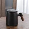Taza de cerámica con mango de madera maciza con infusor de té, juego de tres piezas, taza separadora de té y agua para la oficina, regalo para eventos de negocios.