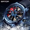 Reloj de Cuarzo Sanda con Rueda Giratoria Tres Dimensional Hueco Resistente al Agua Reloj para Hombre Concepto de Cubo de Rueda Creativo Transfronterizo Reloj para Hombre