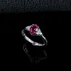 Anel Prata de Lei S925 Feminino Rubi Cultivado Oval Cravação Dupla de Pedras Anel para o Dia a Dia Banquete Anel de Luxo Leve Presente de Aniversário