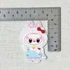 Parches lindos de dibujos animados de acrílico Labubu para DIY, pinzas para el pelo, broches, imanes para refrigerador, decoraciones, accesorios para mochila de estudiante