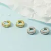Nuevos Pendientes de Aro Doble Capa Completos de Pedrería Estilo Coreano Clips para Orejas Anillos para Cartílago de Oreja para Mujeres Pendientes Exquisitos Simples Versátiles