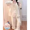 Comercio Exterior Wholesale Pijamas para Mujer Primavera y Otoño con Almohadillas en el Pecho Estilo Coreano Estilo Princesa Suelto Algodón Nube Manga Larga Conjunto para Casa