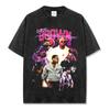 Camiseta Marrón Marrón Estampada Retro Hip-hop Transfronteriza Americana Vintage Lavada Holgada Pesada Cuello Pequeño Corta