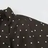Fabricante mayorista de ropa para mujer transfronteriza 2026 Moda europea y americana holgada con cremallera y cuello alto chaqueta bomber de lunares
