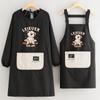 Bata Impermeable de Moda para Cocina Casera de Mujer Delantal de Manga Larga Ropa de Trabajo Estilo Coreano de Dibujos Animados con Texto Imprimible