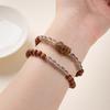 Pulsera de Bolas de Ágata Ahumada Natural de 6 mm para Mujer, Pulsera de Doble Círculo de Sándalo con Aroma a Leche Barbie Zakiram al por Mayor