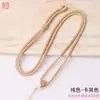 Cordón Teñido Flor de Durazno Tejido a Mano Jade Dorado Pei Jade Hetian Colgante de Jade Cordón Cuerda de Collar Pequeña Fresca