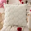 Funda de Almohada de Peluche para San Valentín Transfronteriza Bordado de Corazón de Amor Jacquard Cojín Decorativo para Sala de Estar Sofá Decoración Festiva Funda de Cojín