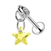 ¡Wow, Joyería para Piercing Personalizada Cabeza de Bala Estrella de Cinco Puntas Redonda Marquise Circonita Pendientes de Barra Recta F136 Aleación de Titanio