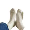 Calcetines simples de color liso para otoño para mujer, calcetines de media pantorrilla estilo ins de moda, calcetines de media pantorrilla deportivos versátiles para mujer