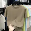 Camiseta de Manga Corta de Algodón Lyocell de Verano Nuevo Estilo Transfronterizo para Hombre Casual Cuello Redondo Transpirable Sin Planchar Color Sólido Versátil Sudadera