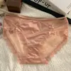 Deseo puro romántico ~ lencería de encaje de satén para niñas, transpirables, huecos, de cintura baja, entrepierna de algodón, sexys y divertidos calzones pequeños